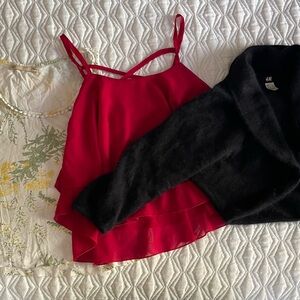 Women’s Clothing Bundle – Floral Tank, Red Camisole & Black Cardigan (3 Pieces)